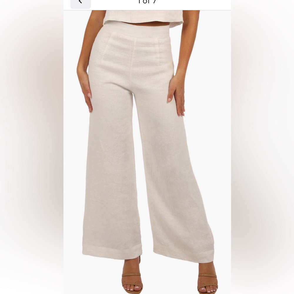 Petal & Pup Elegant Cream Wide-Leg Pants
